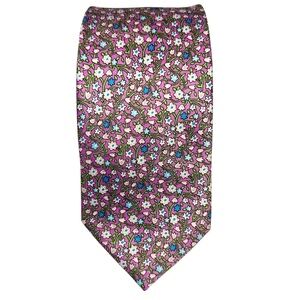 Vintage Pierre Cardin Mens Tie Pinkish Purple Floral Pattern Handmade 61x3”